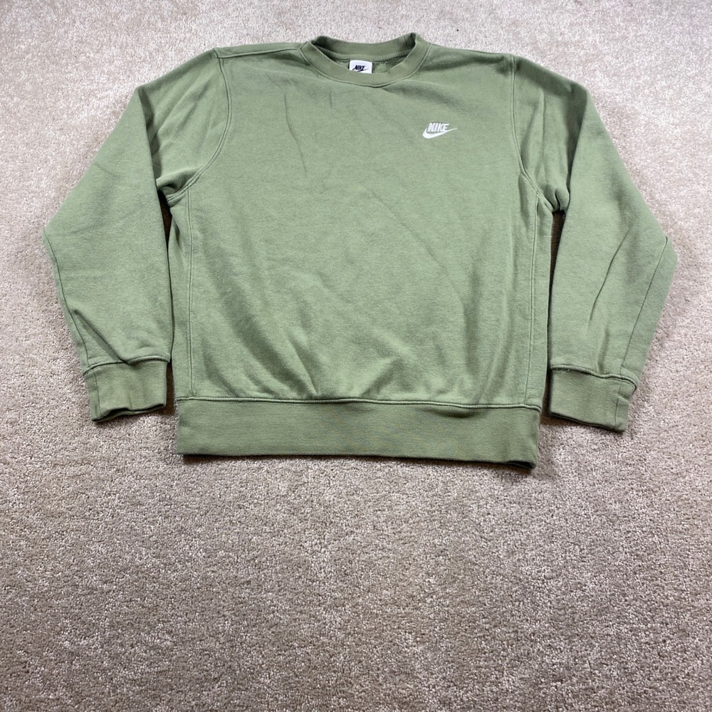Nike Sweatshirt Mens Small Olive Green Club Fleece Crewneck BV2662-386